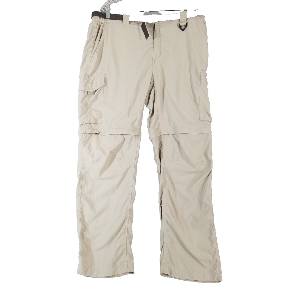 Columbia PFG cargo pants shorts combo mens 38x32 beige nylon outdoor packable